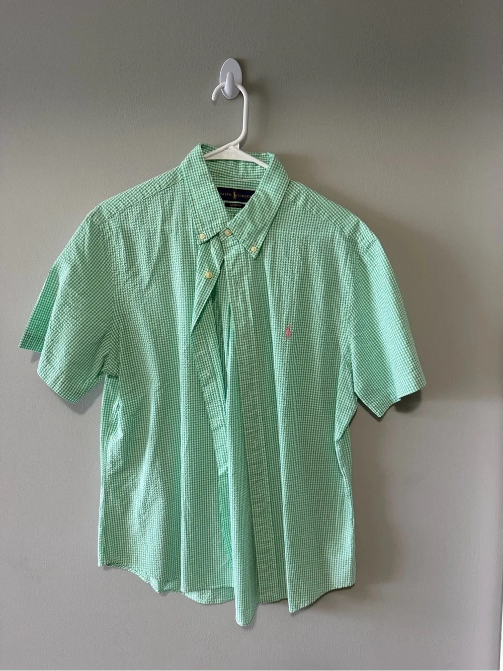 Polo by Ralph Lauren Mint Green Gingham Short-Sleeve Button-Down Shirt